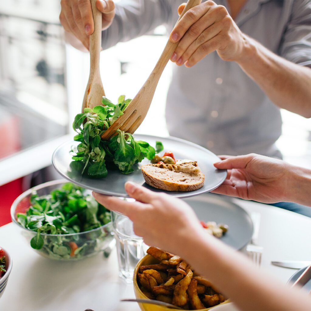 friends sharing food together