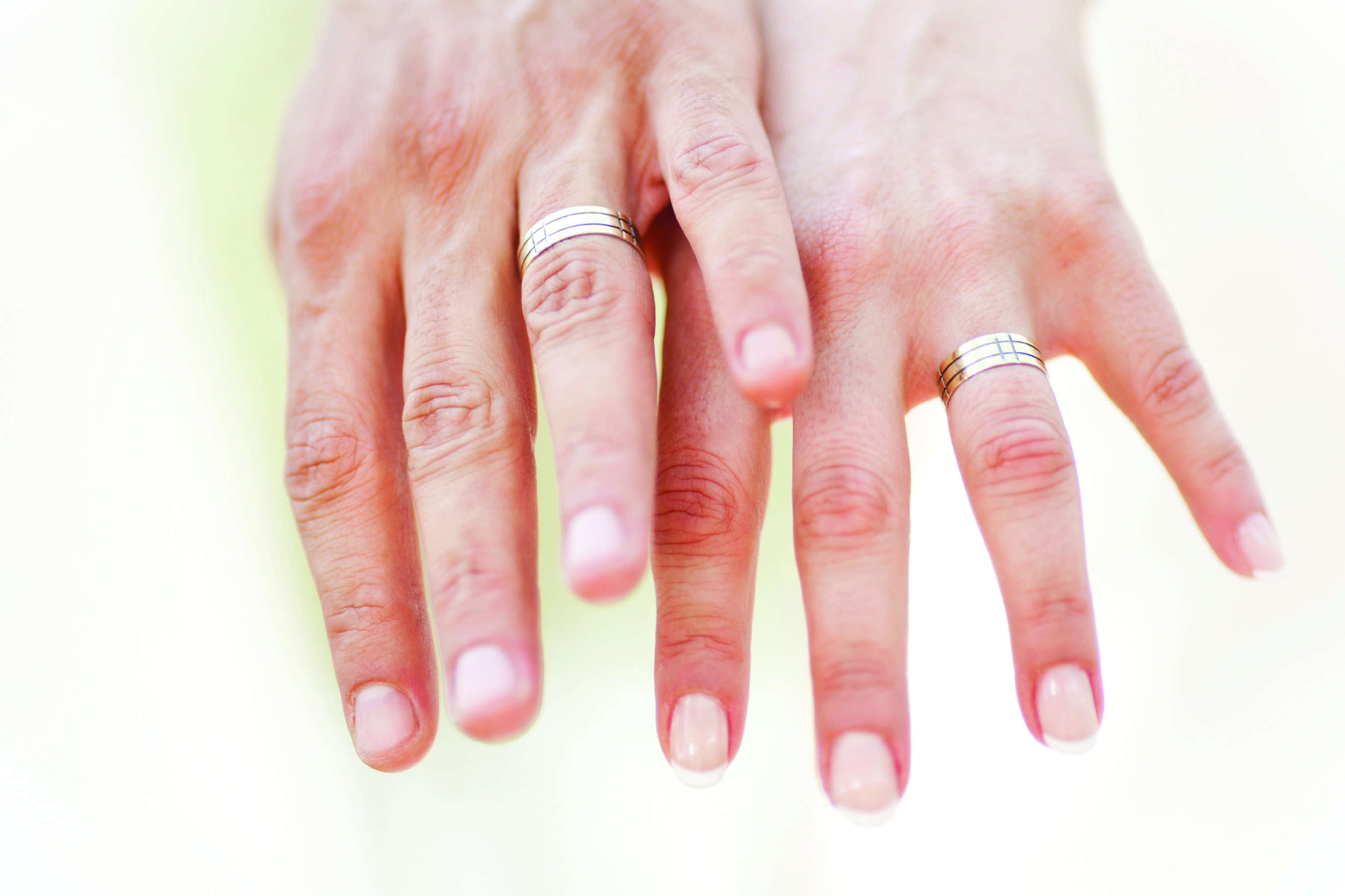 Close-up of a woman's hand and a man's hand together