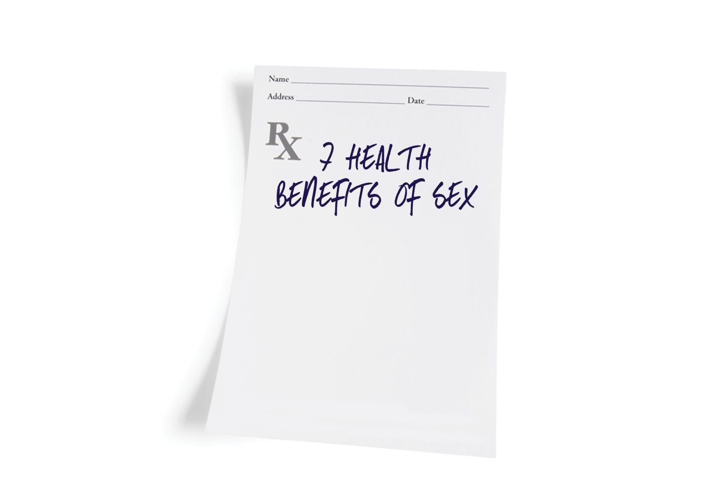 Prescription pad with 7 Health Benefits of Sex written on it