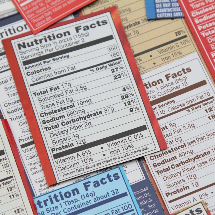Ilustrasi label fakta nutrisi pada kemasan produk makanan