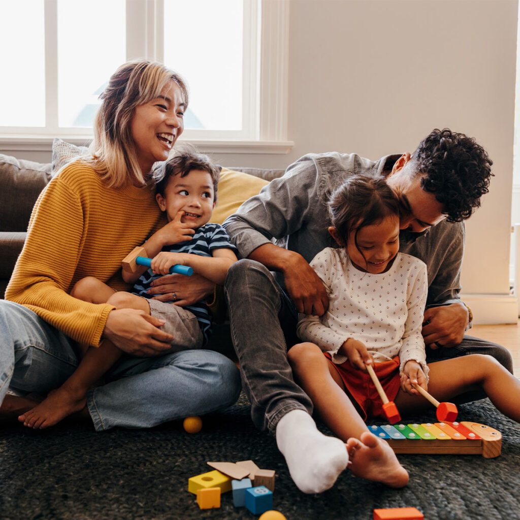 a young family enjoying spending time together