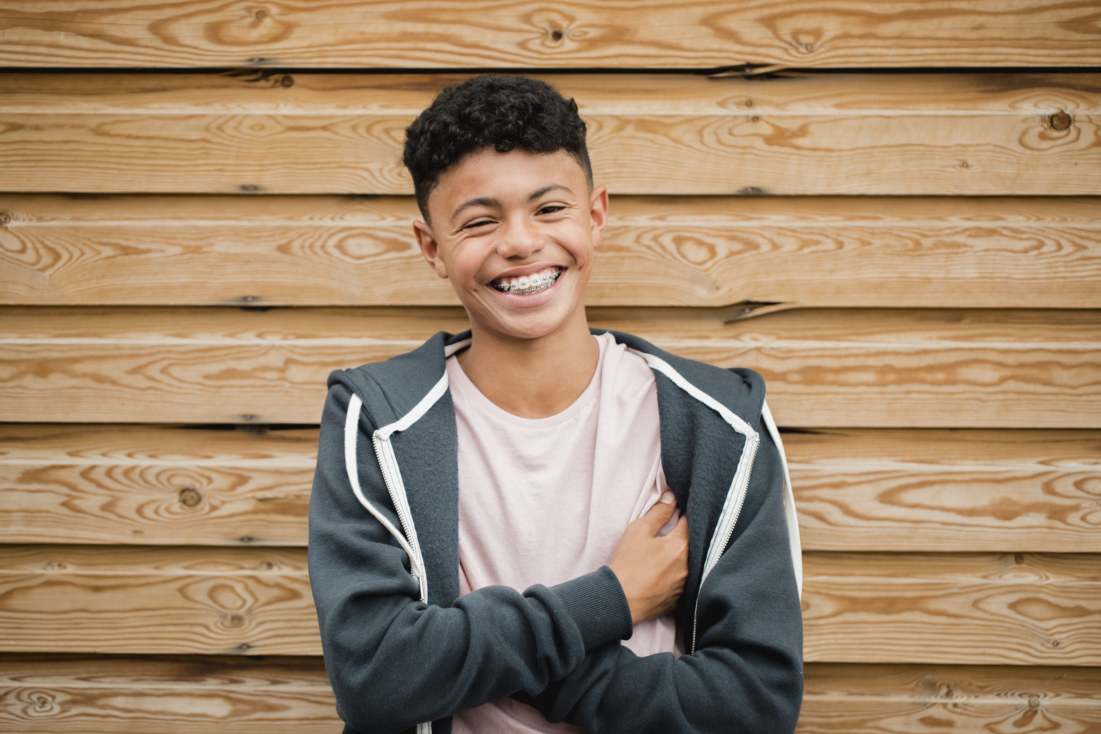 Smiling boy with braces