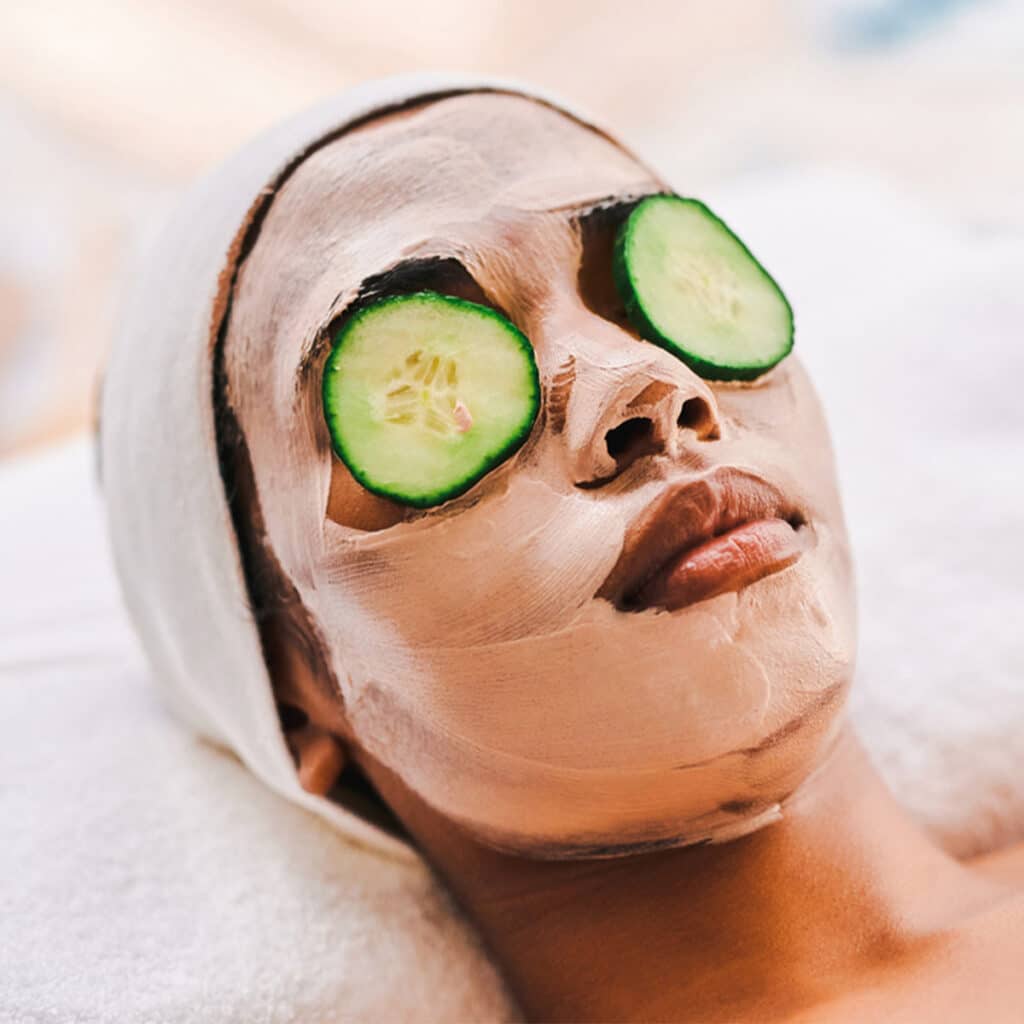 relaxed woman having a spa facial