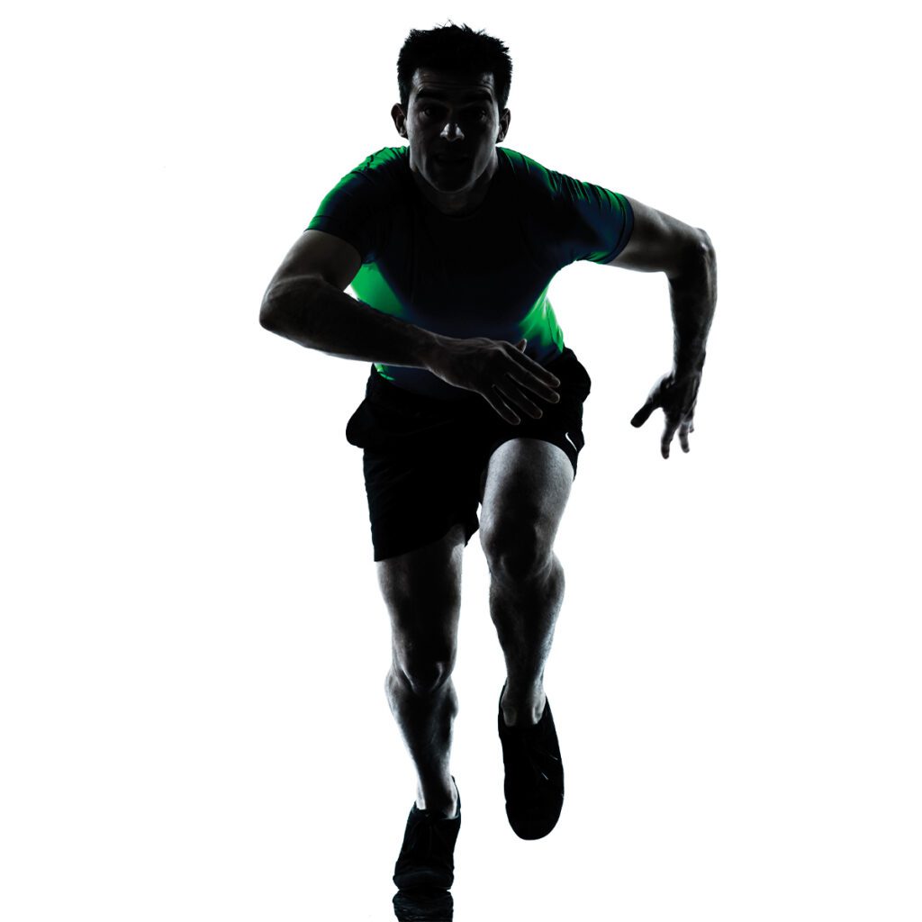 dark silhouette of man running