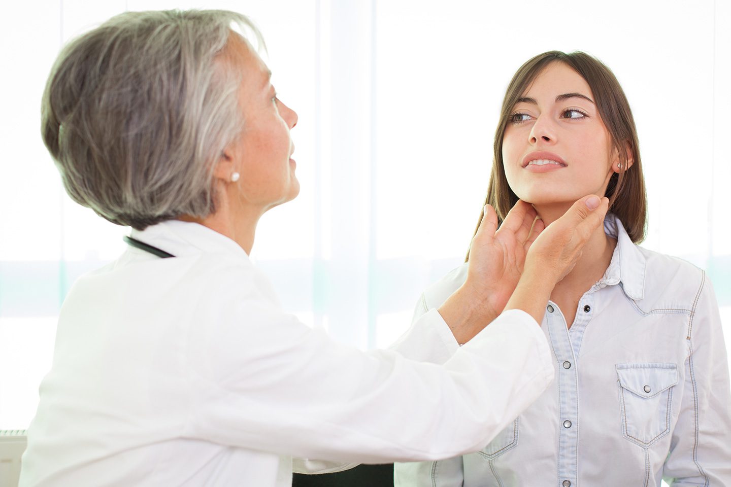 Doctor Checking woman's thyroid