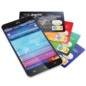 smart phone with various credit cards in chattanooga
