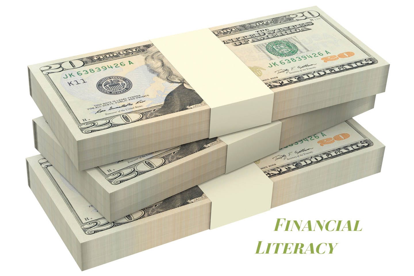 stacks of 20 dollar bills financial literacy chattanooga