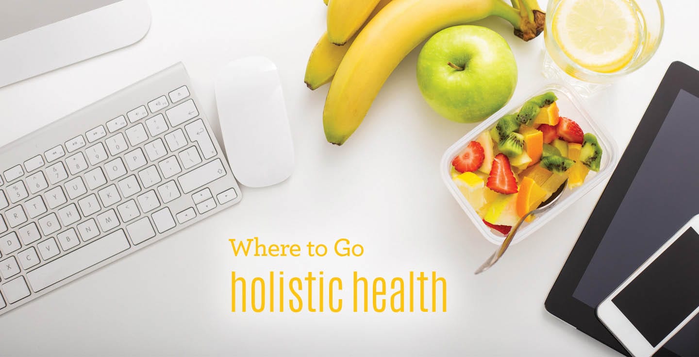 fruits and veggies around keyboard phone and tablet in chattanooga holistic health