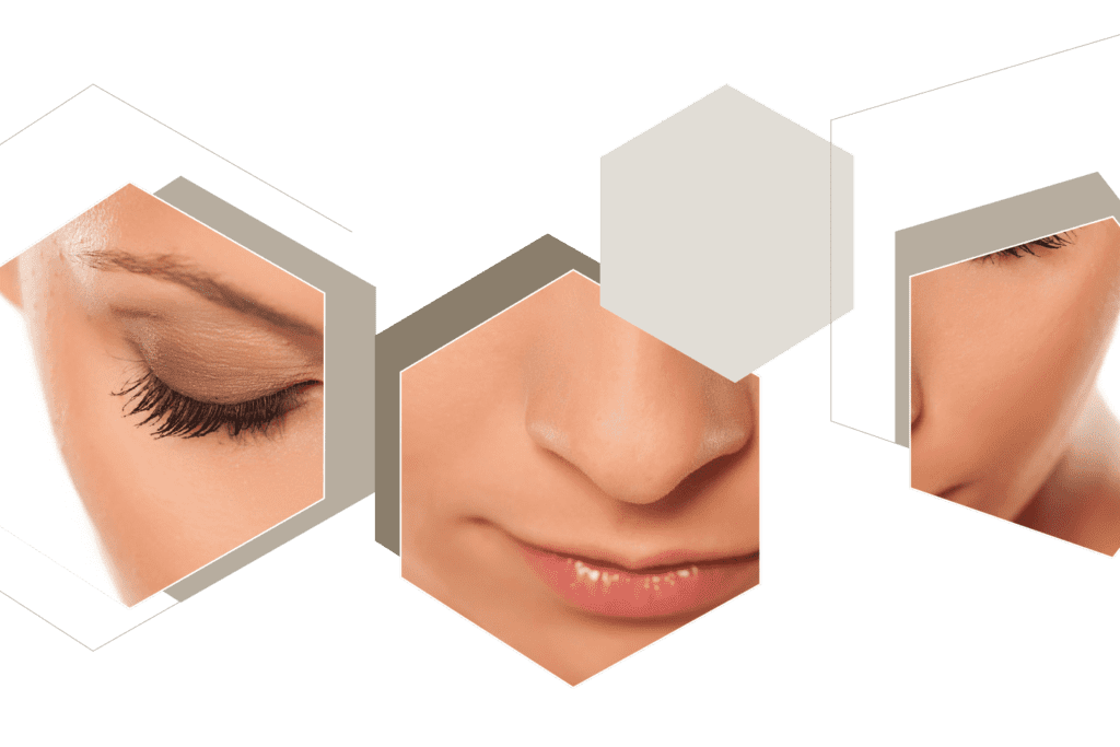 close up shots of woman's face fragmented in hexagons chattanooga