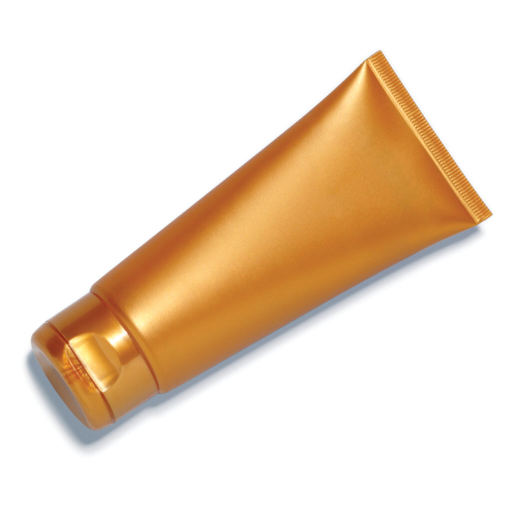 golden lotion bottle