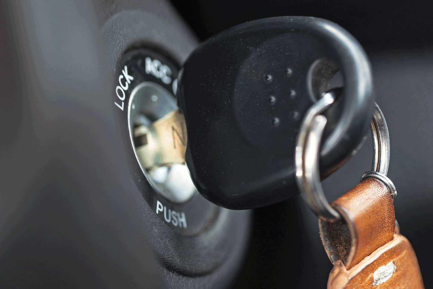 Close-up of a key in car ignition