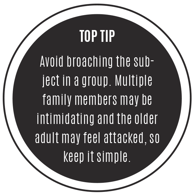 tip about approaching elderly mature family members parents about no longer driving chattanooga