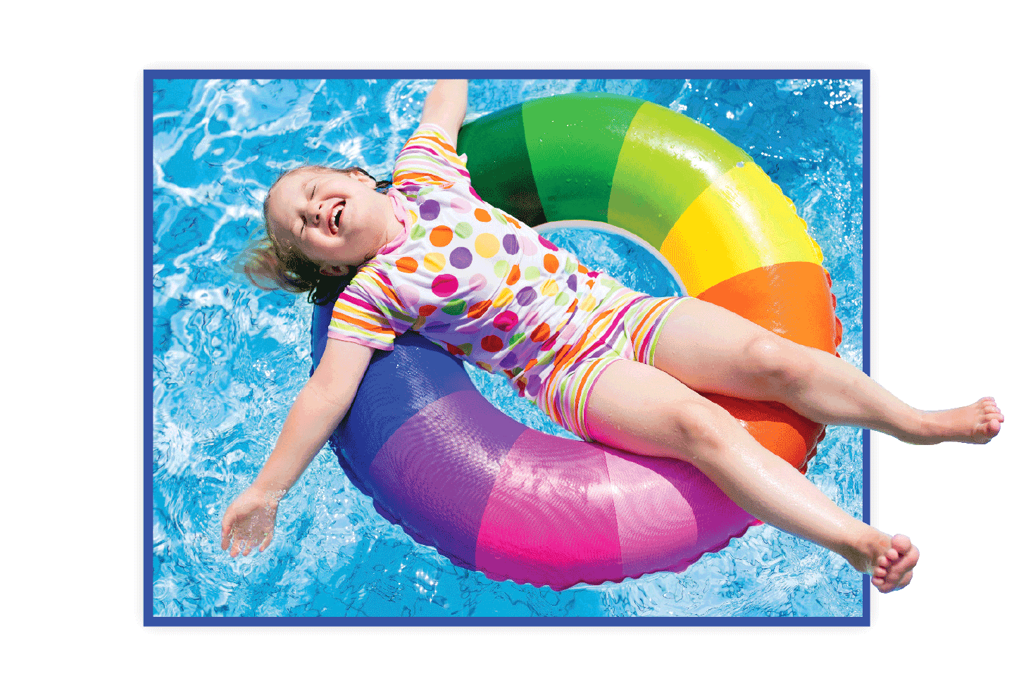 little girl floating in striped inner tube in swimming pool chattanooga