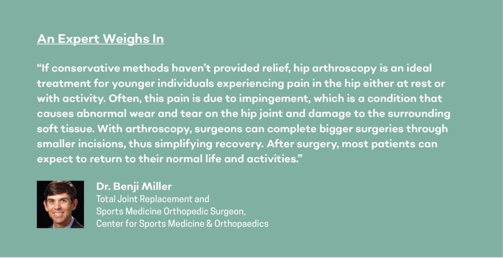 Expert Opinion on hip arthroscopy from Dr. Benji Miller in chattanooga