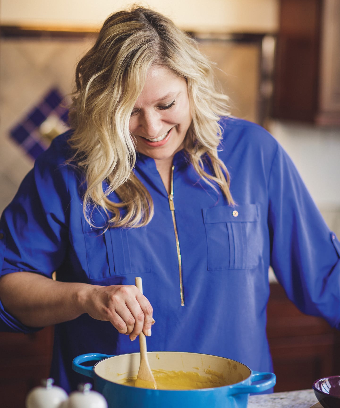 Marcy Kelch making Carrot, Leek, and Celery Root Bisque in Chattanooga