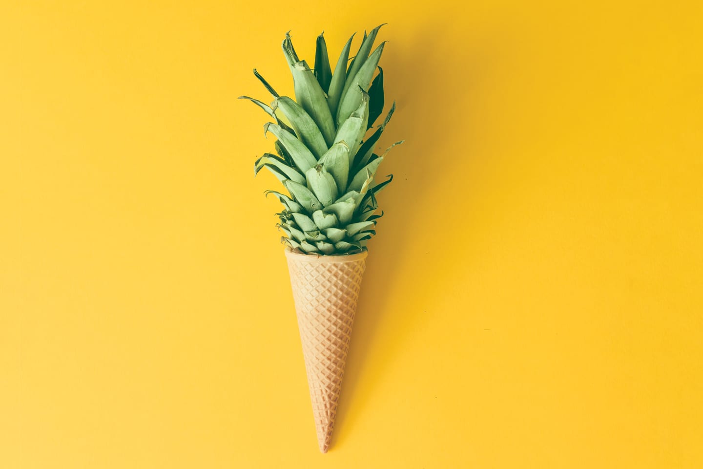 Pineapple top on ice cream cone