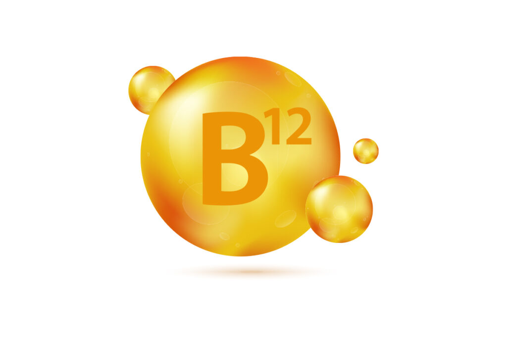 Bright yellow spherical design featuring "B12" in the center, accompanied by smaller bubbles.