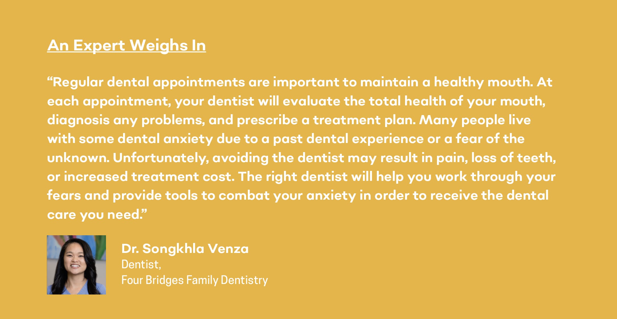 expert opinion on dental anxiety in chattanooga from Dr. Songkhla Venza