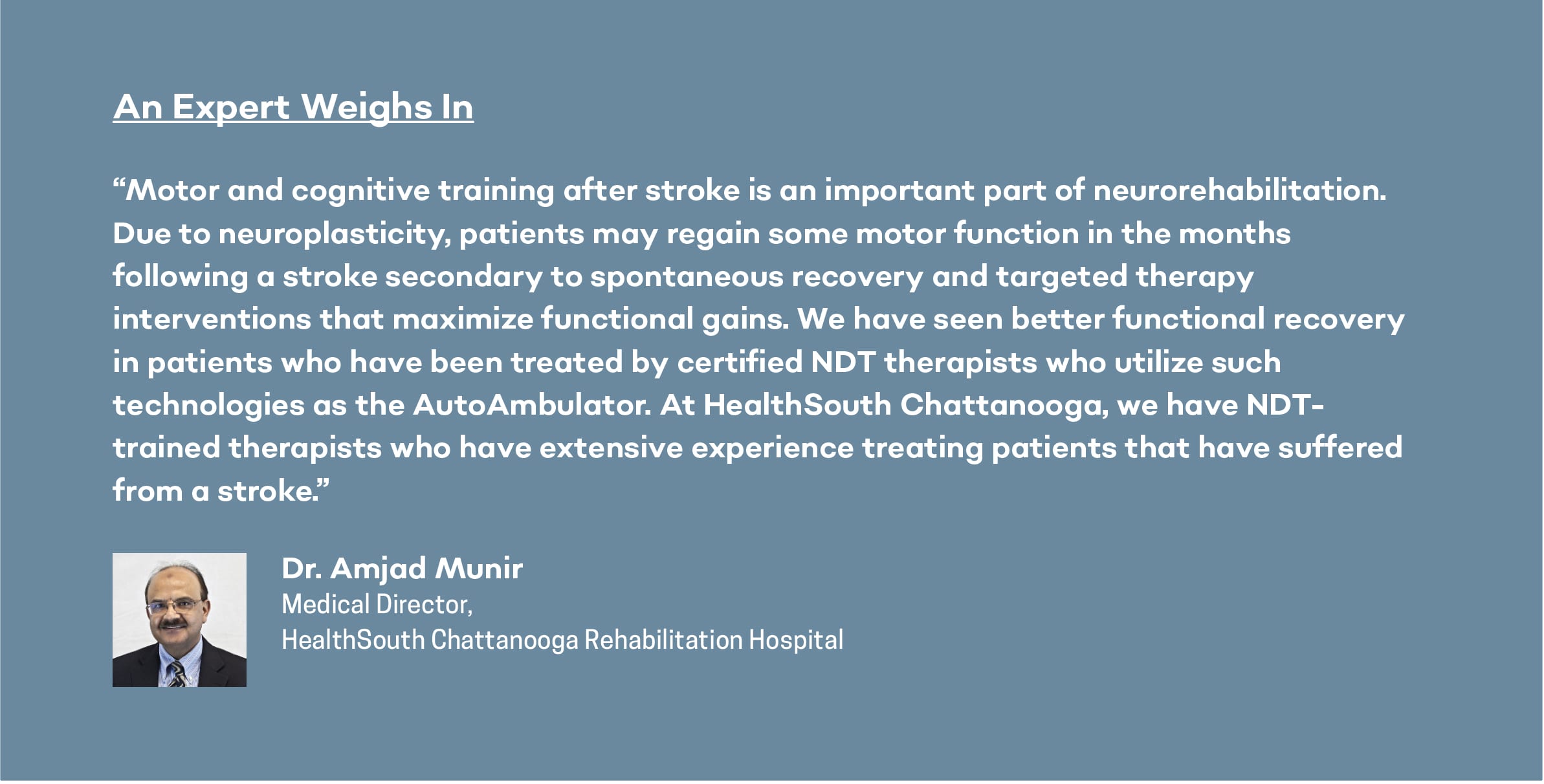 expert opinion on neurohabilitation for stroke recovery in chattanooga from Dr. Amjad Munir