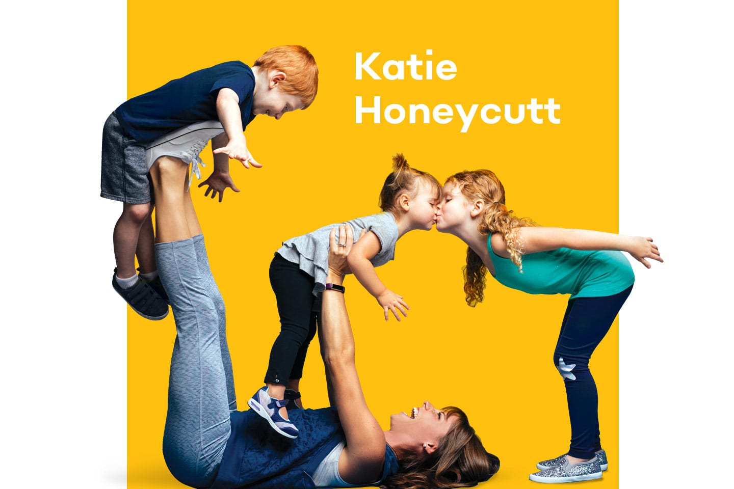 katie honeycutt with her three kids in chattanooga gymnastics