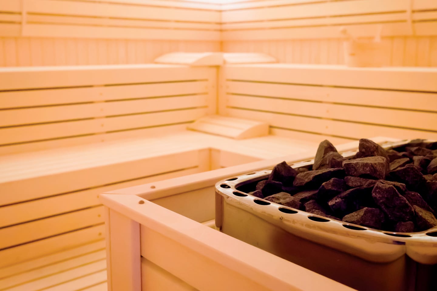 sauna with wooden benches healthy in Chattanooga