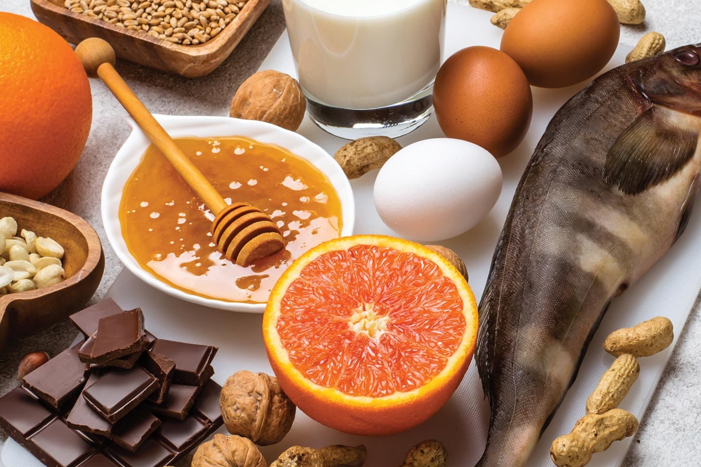 Eggs, milk, honey, chocolate, fish, nuts, citrus fruit food allergies in chattanooga