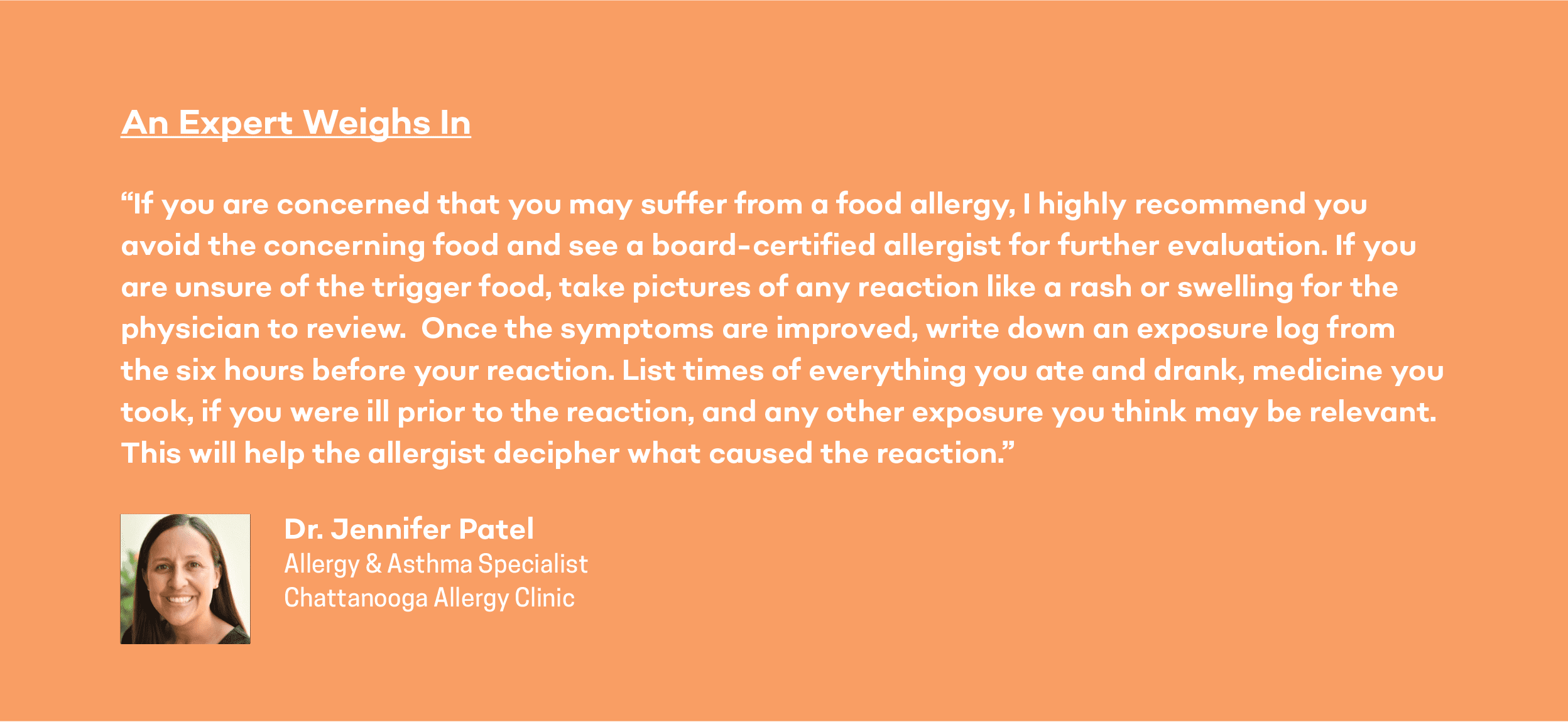expert opinion on food allergies in chattanooga from dr. jennifer patel