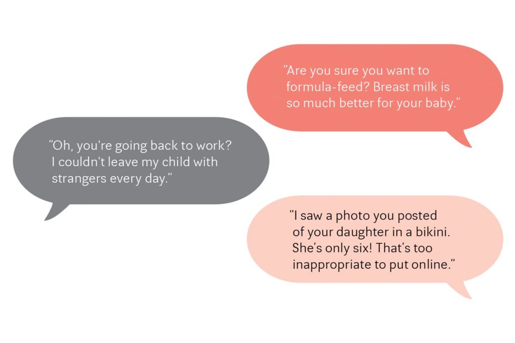 mom-shaming comments parenting criticisms in speech bubbles in chattanooga