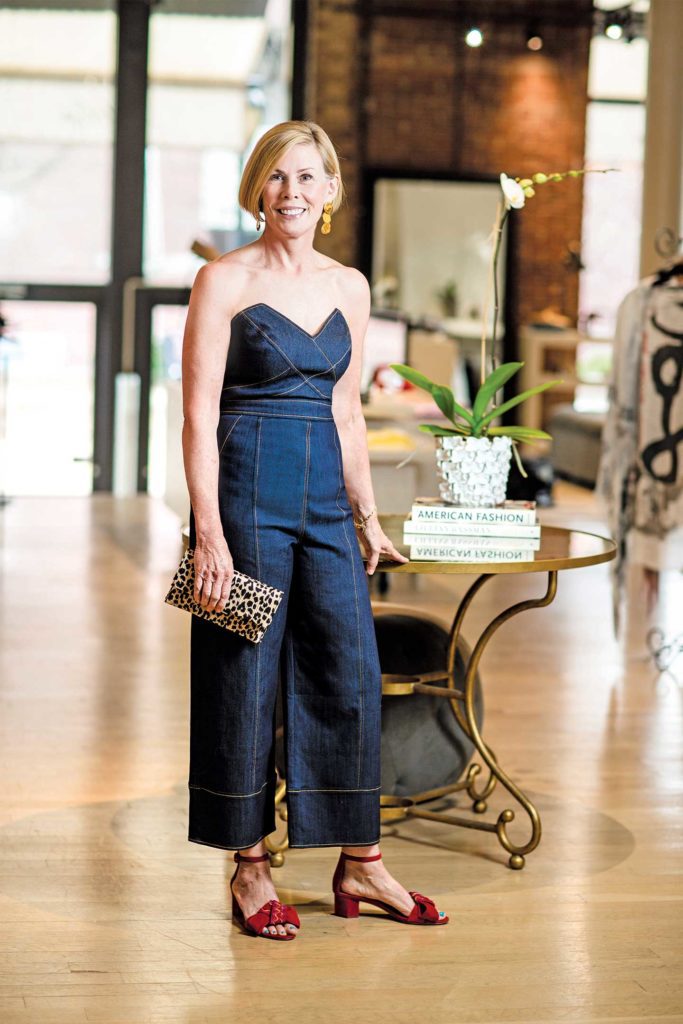 denim jumpsuit spring date night outfit chattanooga