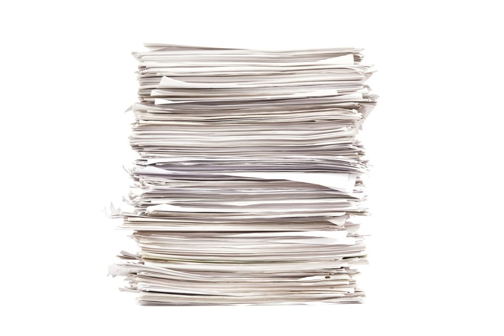 a large stack of files