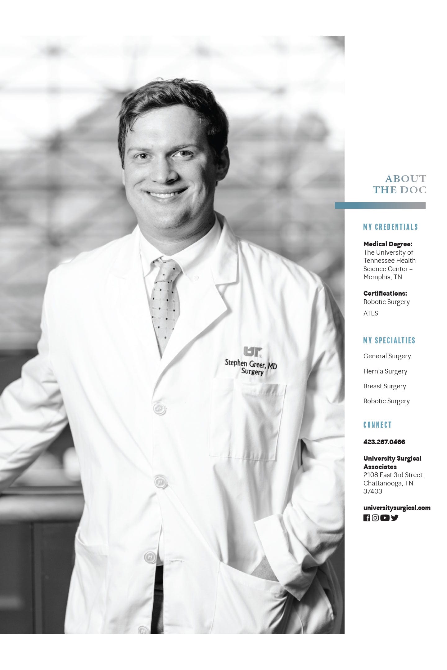 about Dr. Stephen H Greer at university surgical associates
