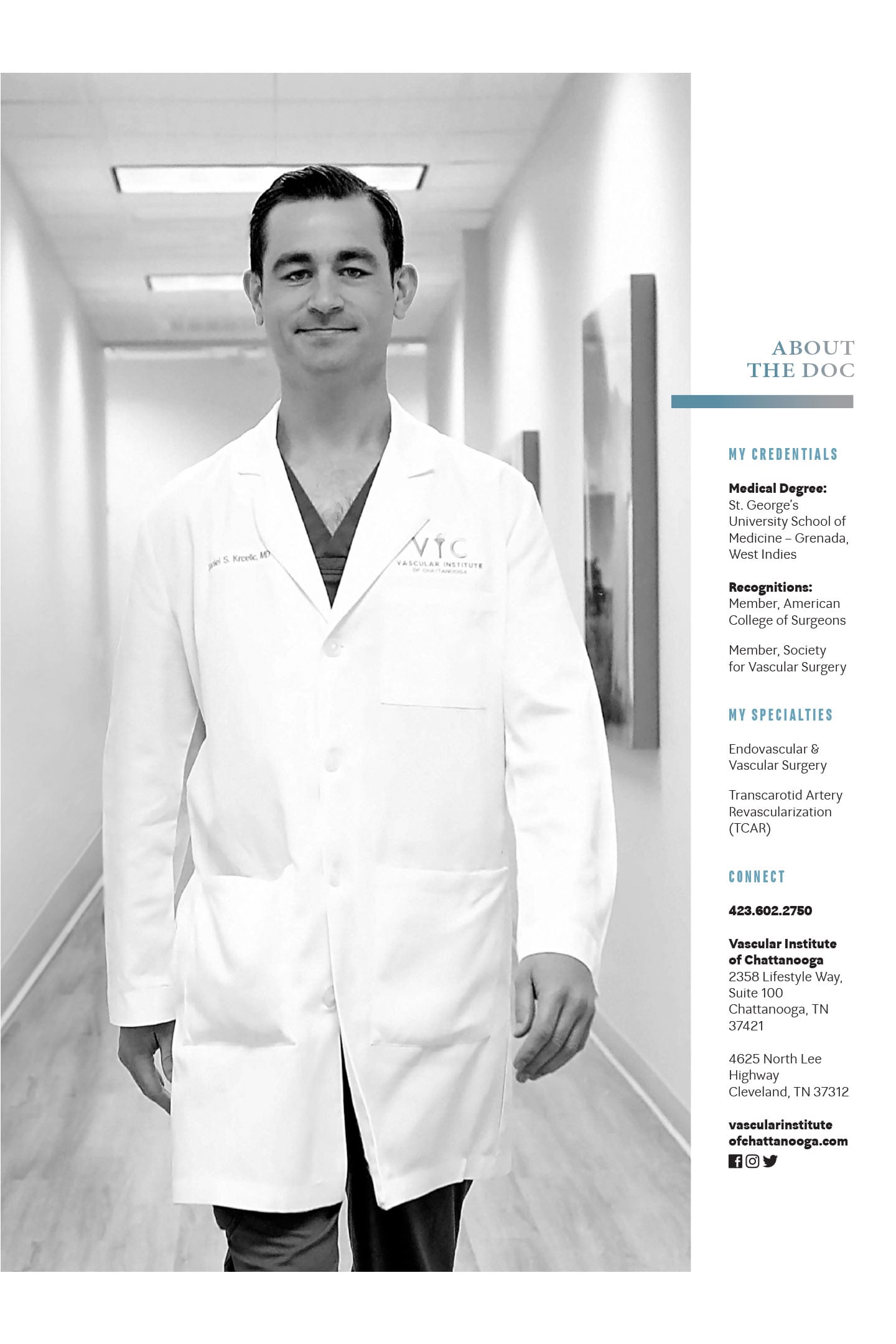about Dr. Daniel Krcelic at vascular institute of chattanooga