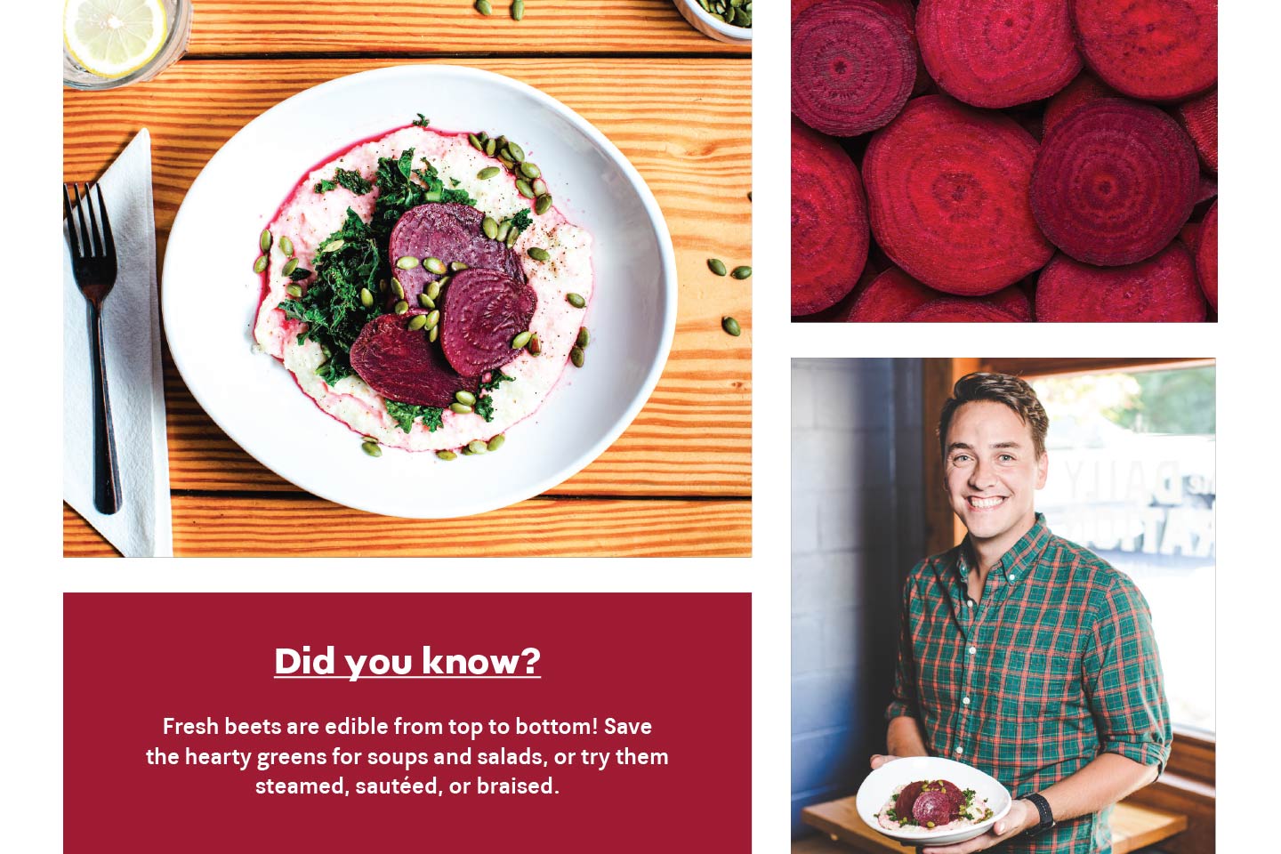 The Daily Ration's "Drop the Beet" Bowl by Chef Jason Bowers and facts about beets