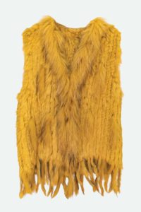 tour fur vest in mustard yellow available at antibes in chattanooga