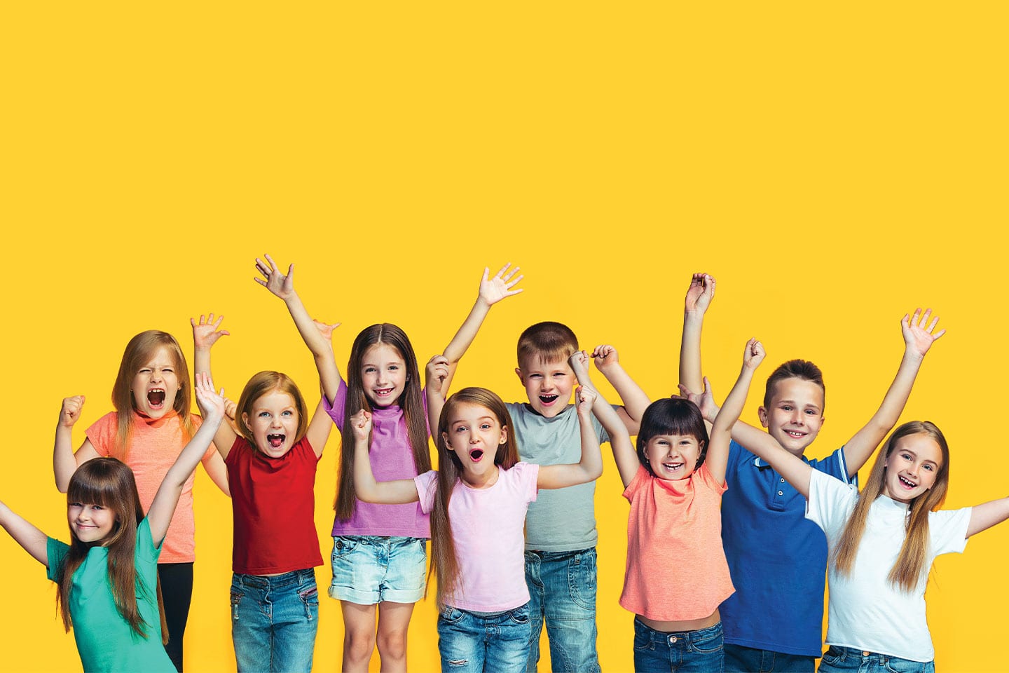 little kids excited about going to summer camp