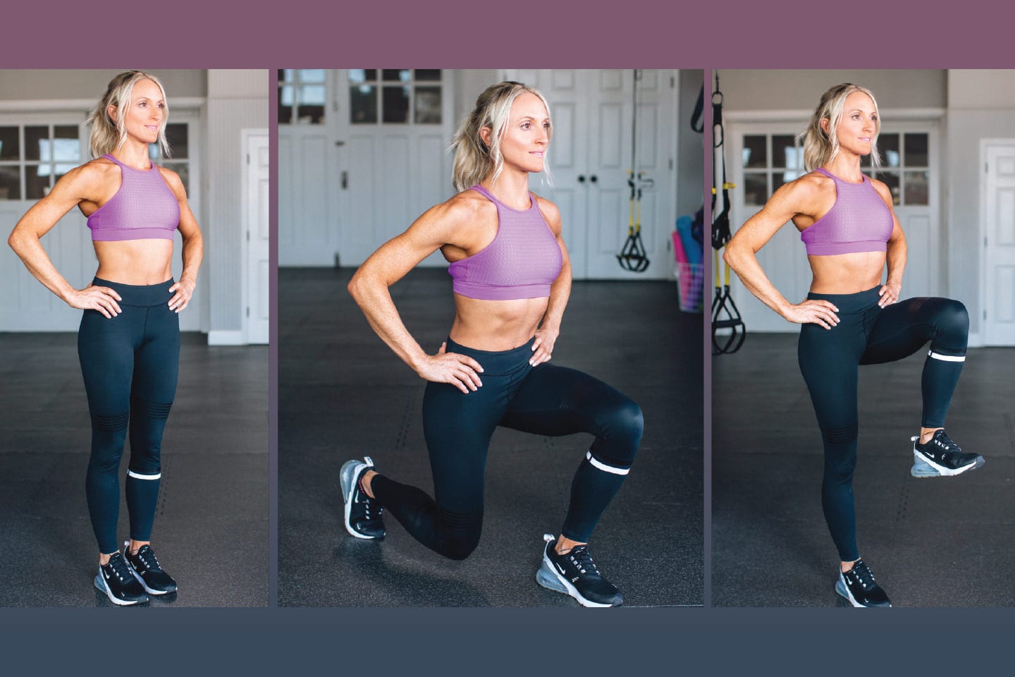 front lunge with knee drive pause
