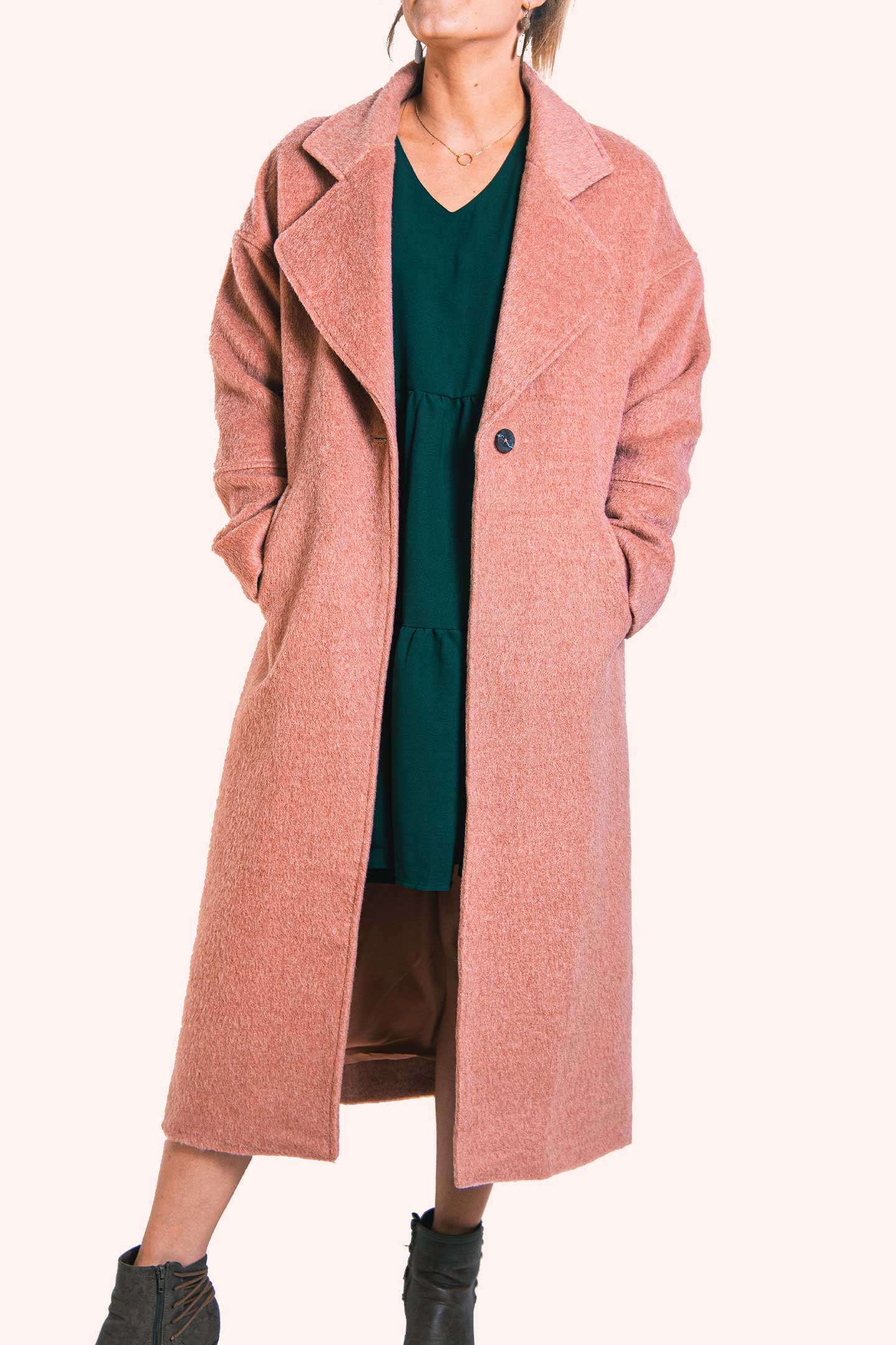 bryce by greylin pink wool coat