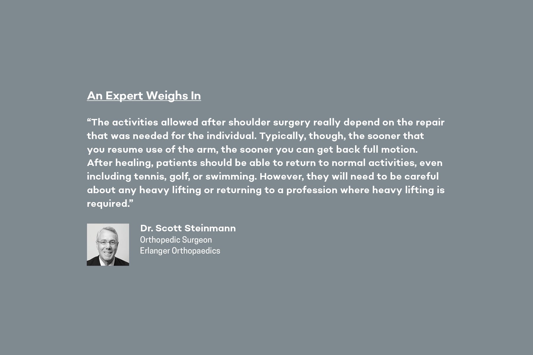 Dr. Scott Steinmann Orthopedic Surgeon Erlanger Orthopaedics gives expert advice on total shoulder replacements
