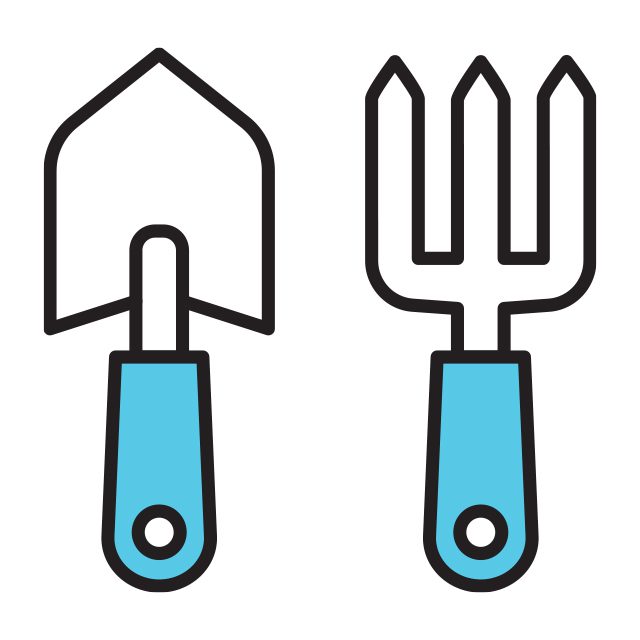 graphic illustrations of gardening tools