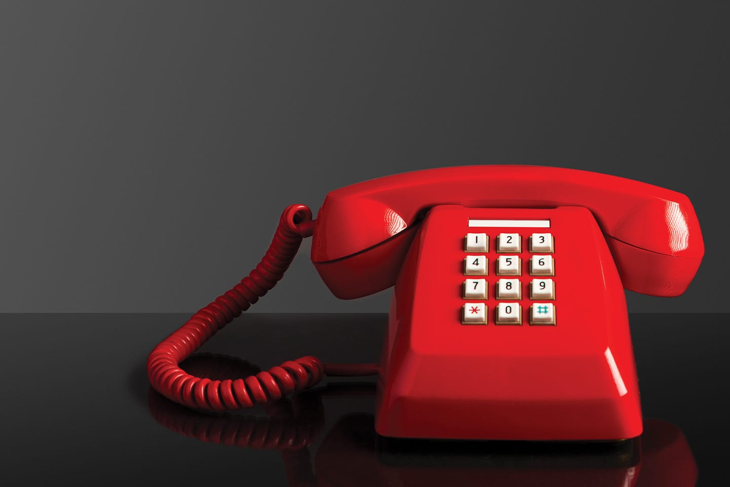 Red corded telephone