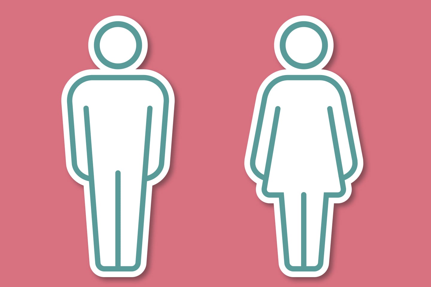 illustration of a man and a woman on a pink background