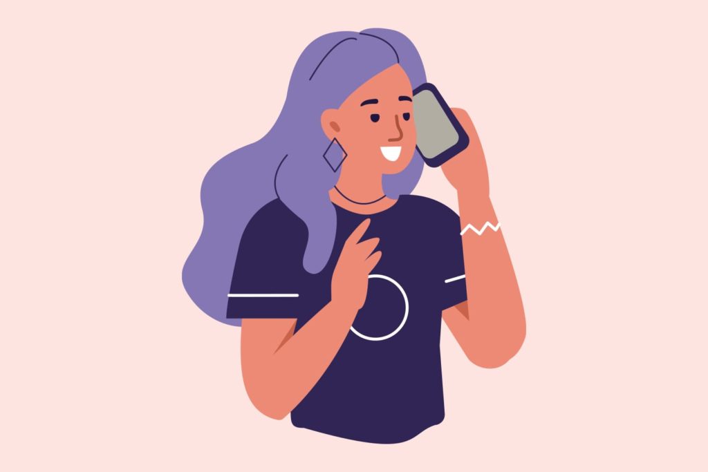 illustration of a woman talking on the phone with an old friend