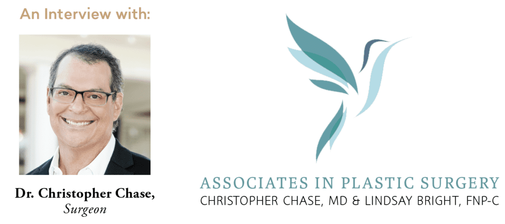 Dr. Christopher Chase headshot and associates in plastic surgery logo