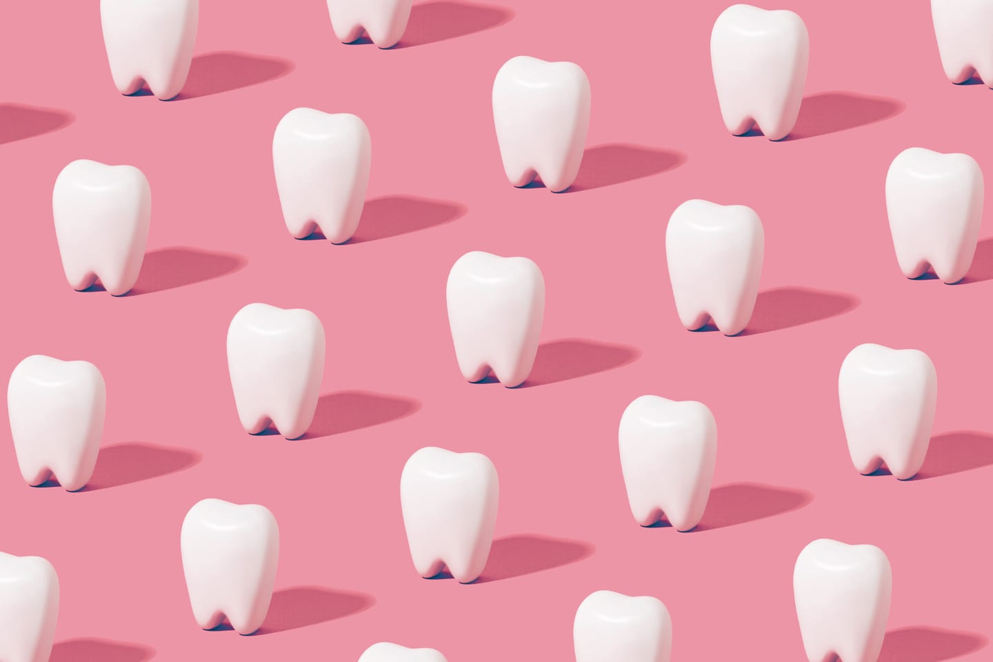 teeth on a pink background