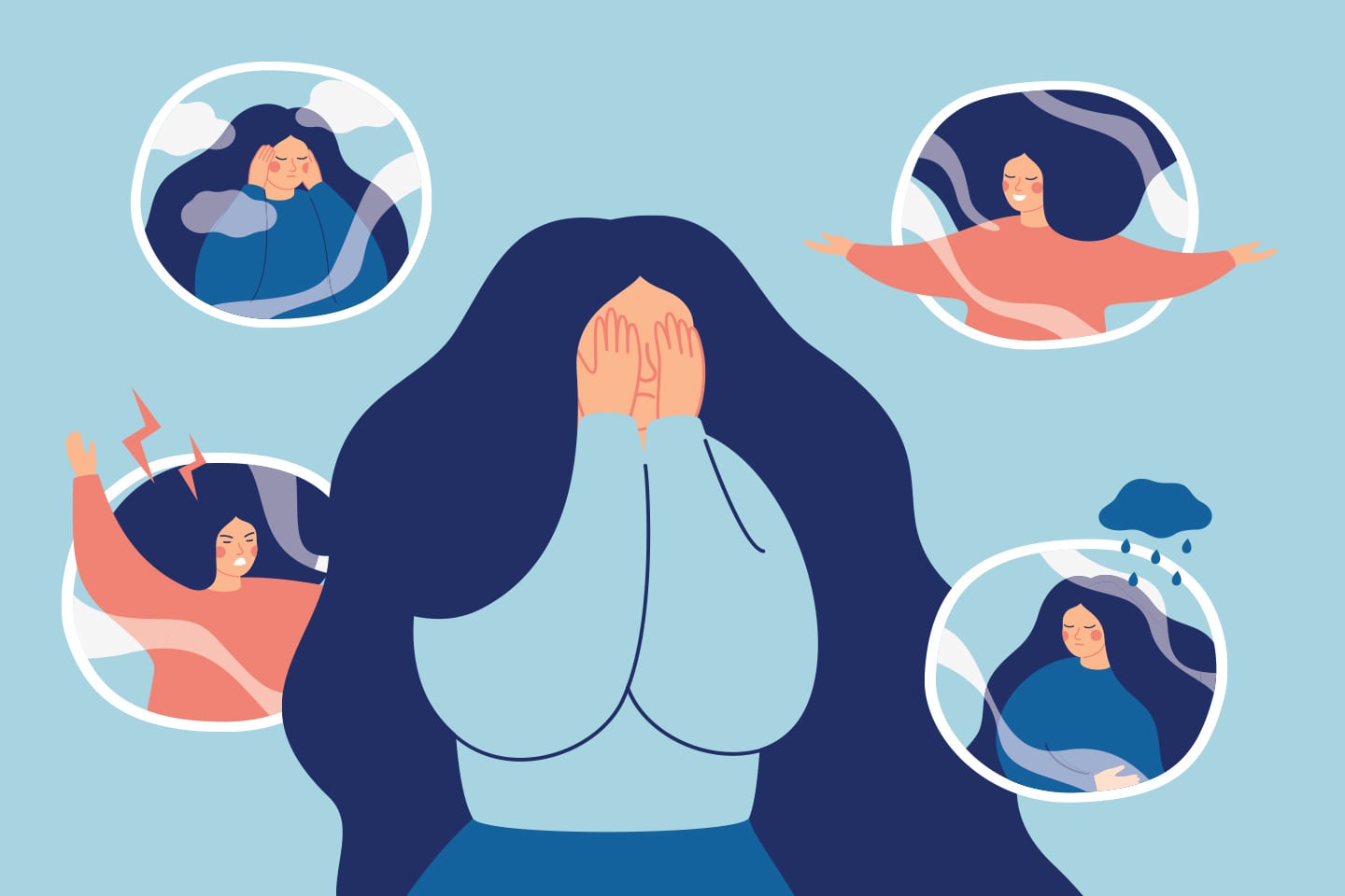 illustration of woman suffering from boarderline personality disorder