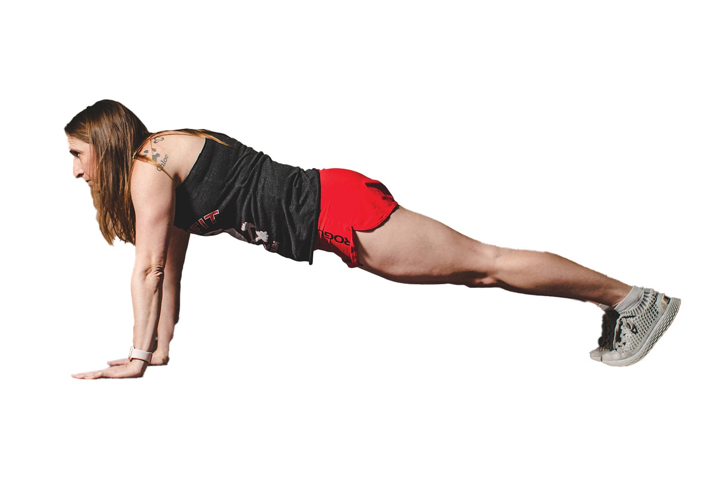 carrie tate doing a pushup