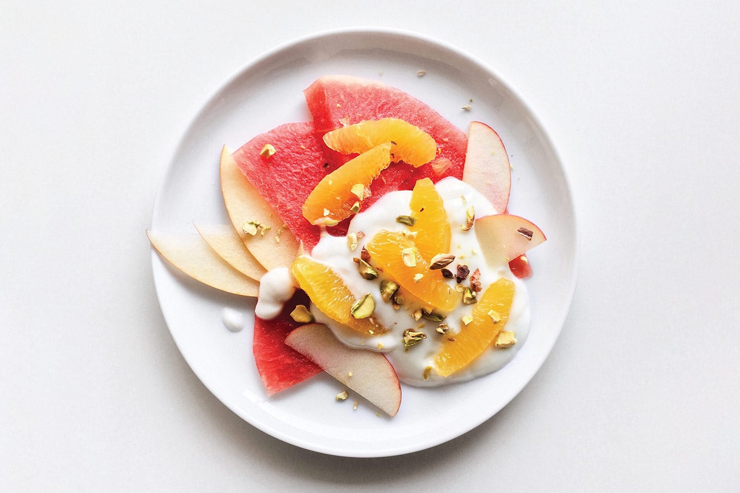 healthy fruit and yogurt on a plate