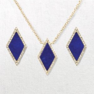 lapis and diamond necklace and earrings