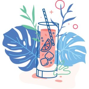 Pink tropical mocktail illustration