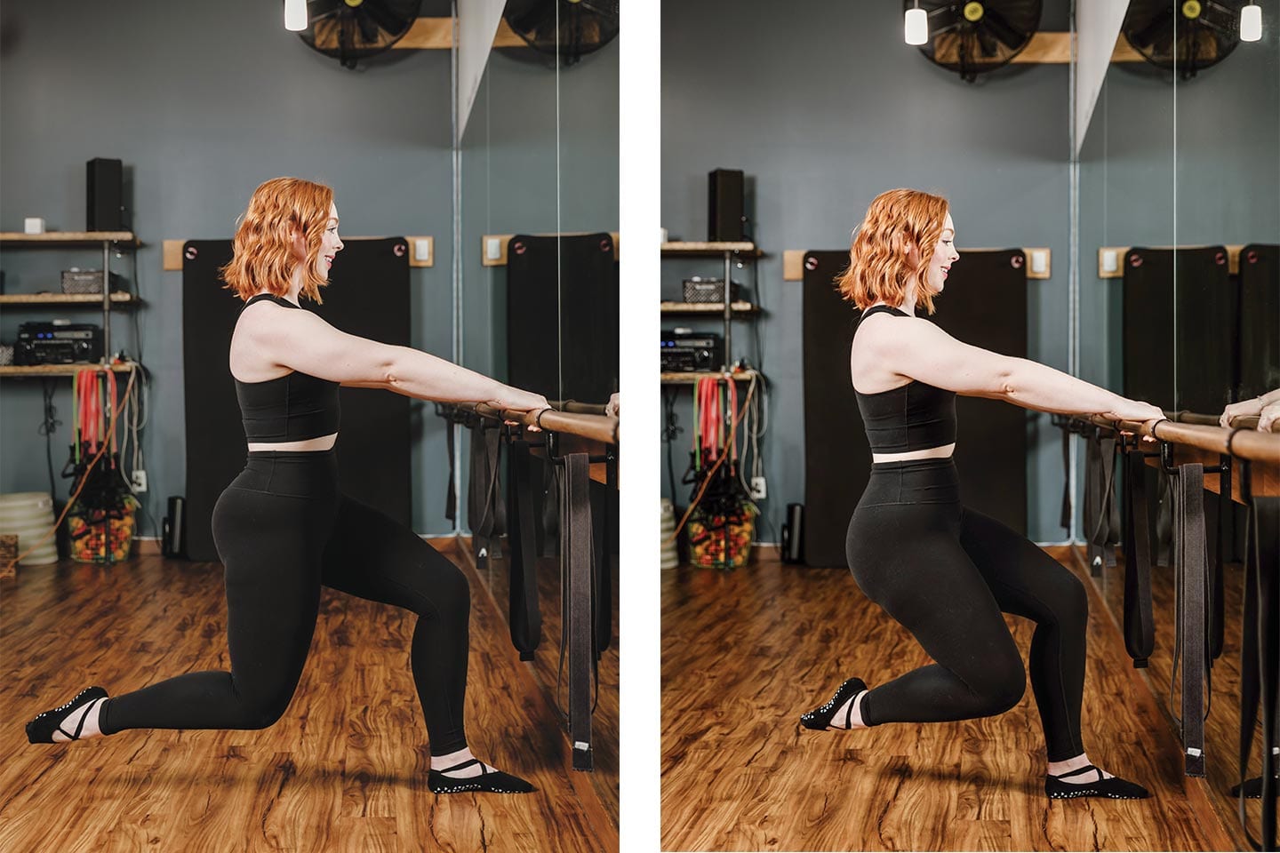 Curtsey Lunges barre exercise
